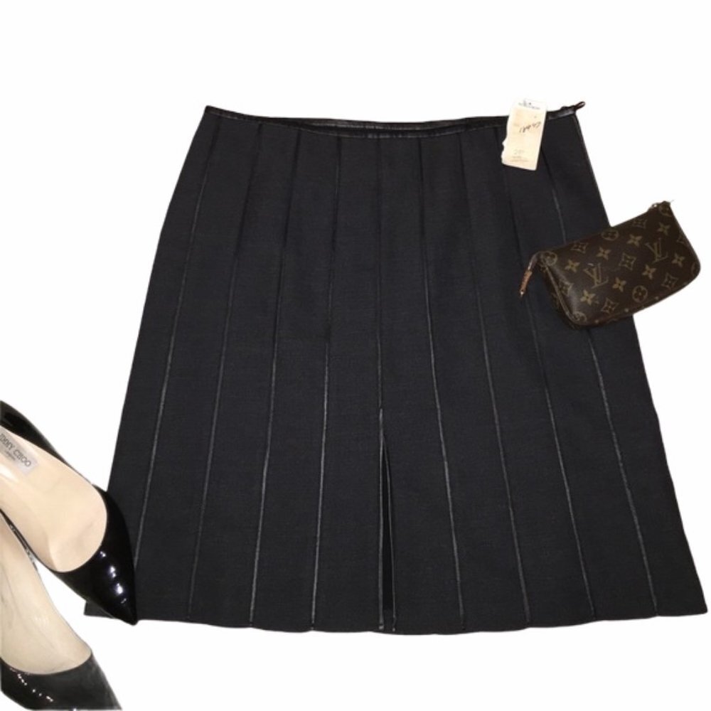 Vintage Armani Skirt Wool Leather 6